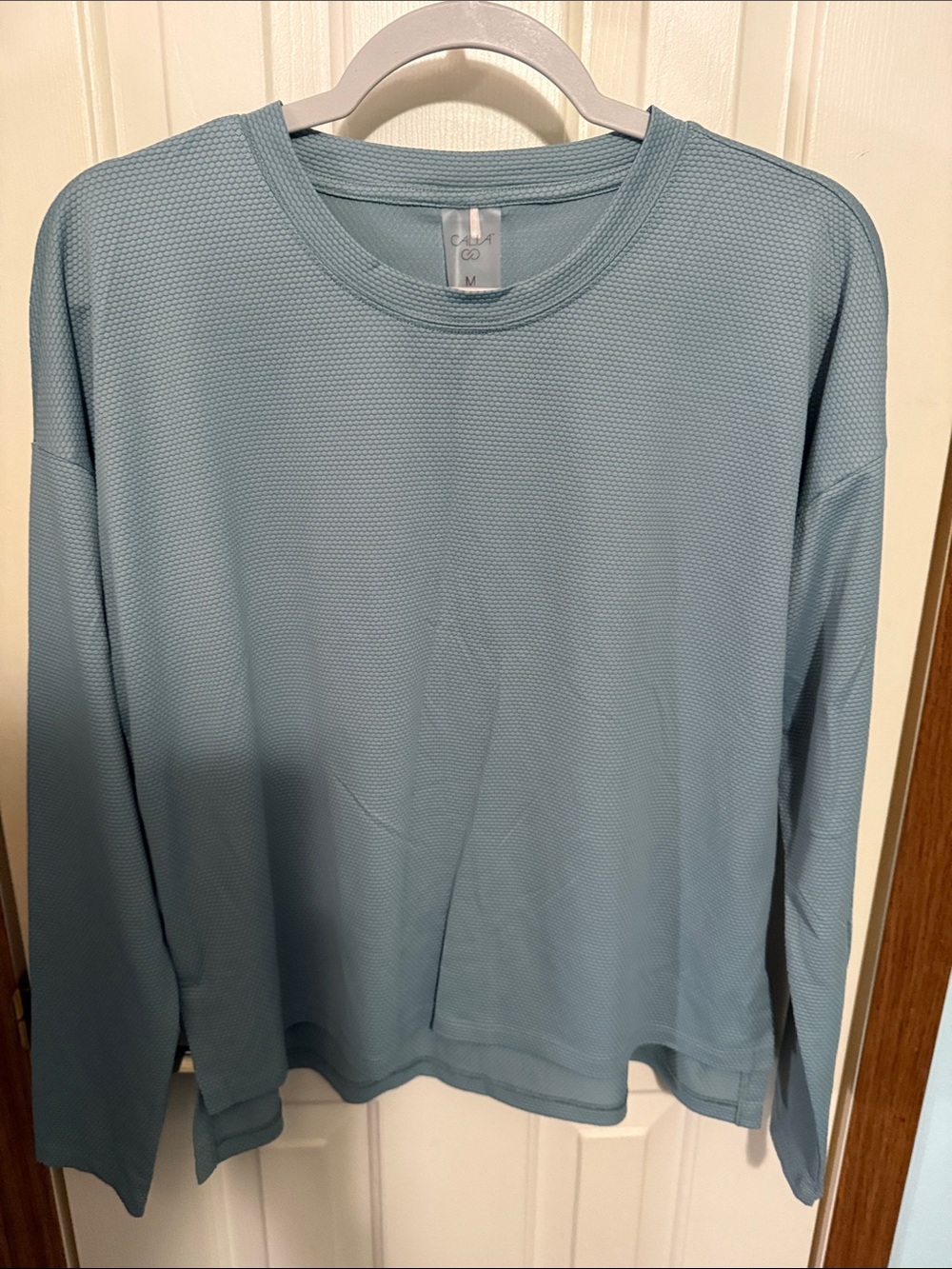Calia Light Blue Textured Long Sleeve Top